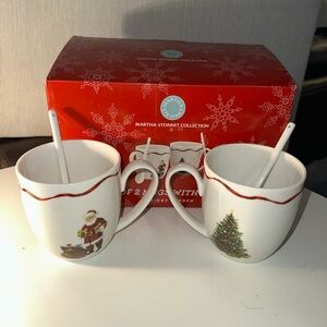 Martha Stewart Holiday Mug Set - Red and White